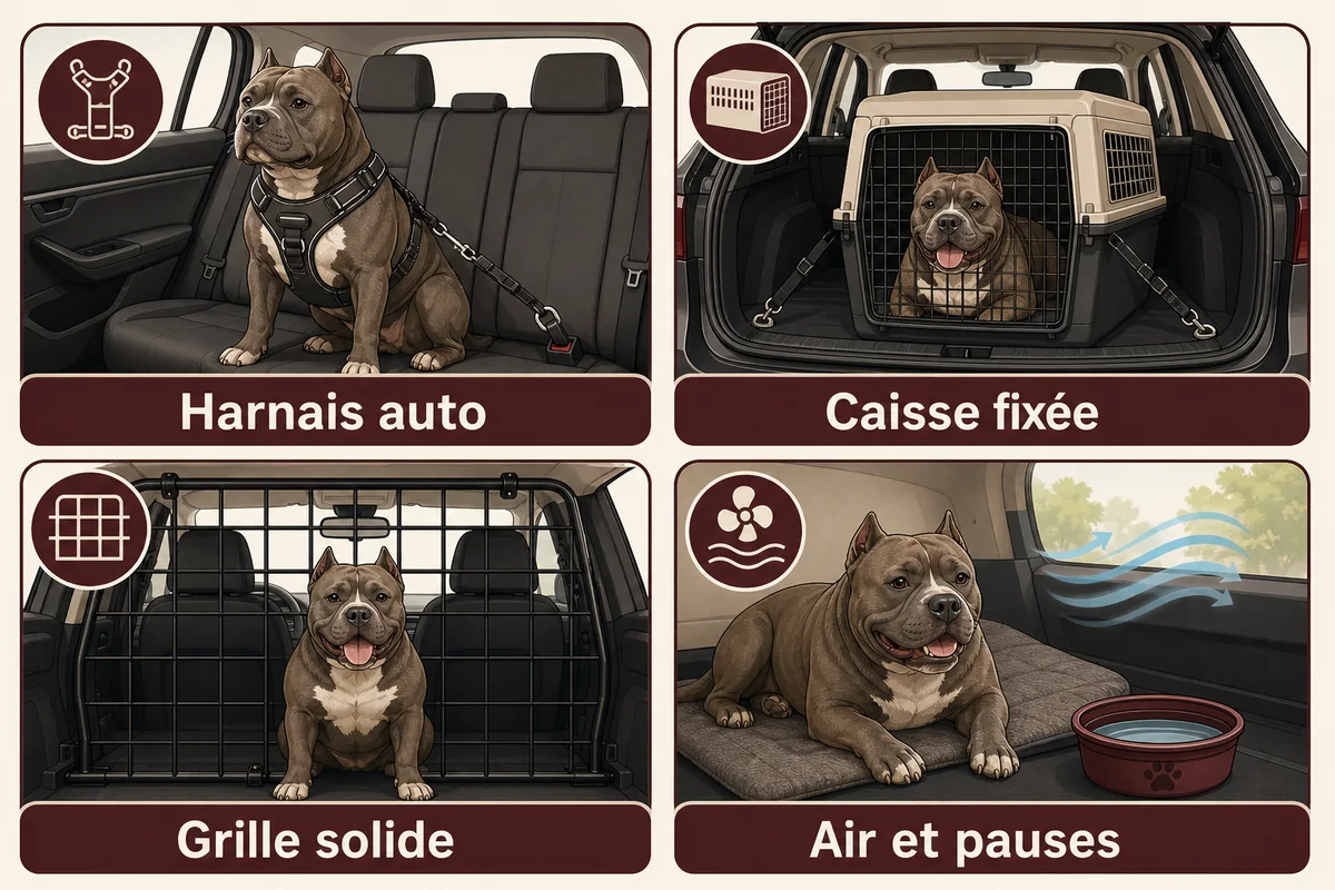 Comparaison des solutions sûres pour transporter un American Bully en voiture